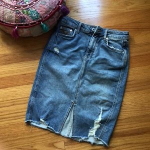 Anthropologie denim midi skirt size 0